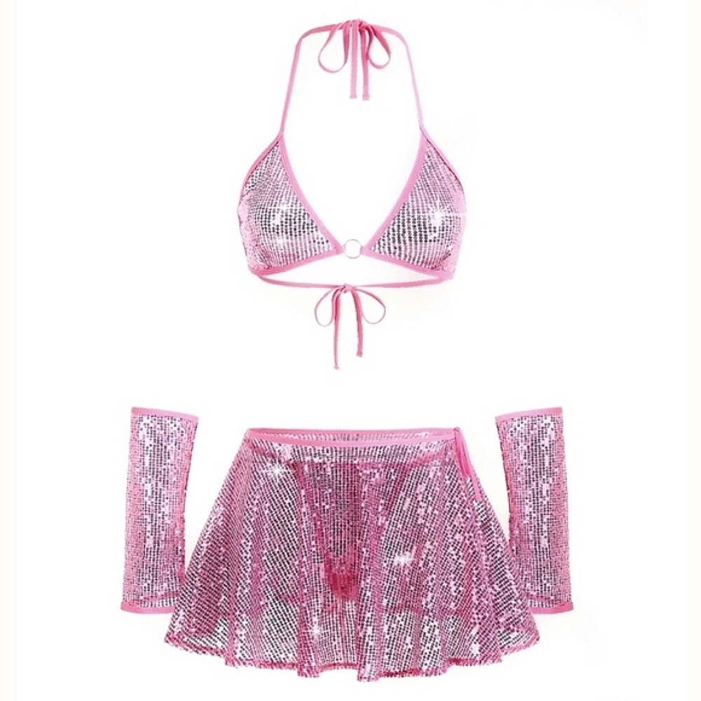 NEW 4 PIECE PINK SPARKLE SKIRT FESTIVAL SET